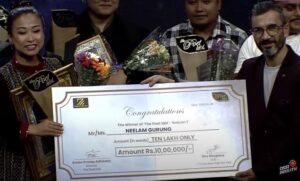 Neelam Gurung Awarded Trophy, Rs 1 Mn Nepalese MOney and Rs 5 Lakh Contract for Book Publishing by Yatra Publishing House