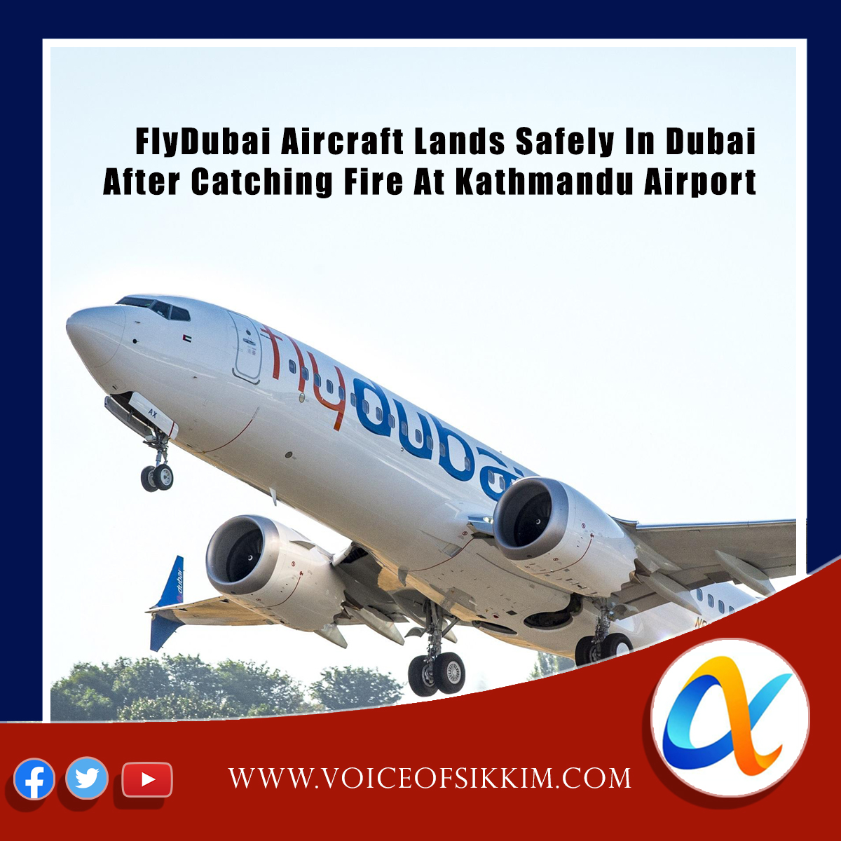 FlyDubai Aircraft Safely Landed After Technical Snag From Kathmandu Airport During Takeoff