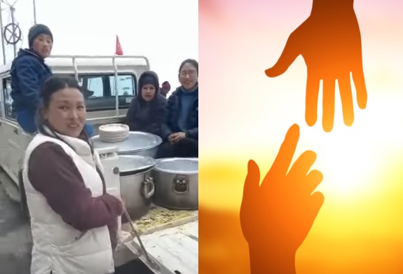 Aspiring for Humanity, JN Road Villagers Offers Food and Tea To Avalanche Rescuers