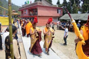Ancient Buddhist relics on display at Kathok Monastery, Pakyong