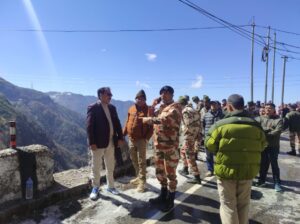Minister Tourism & Civil Aviation Dept Visits Snowslide Hit Spot in JN Rd Near Tsogmo