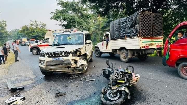 Sikkim Govt Vehicle and Bike Collision In Morang, Nepal