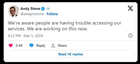 Meta acknowledges service disruption through spokesperson's tweet