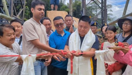 141 Meters Long Cane Foot Bridge opened at Sangklang