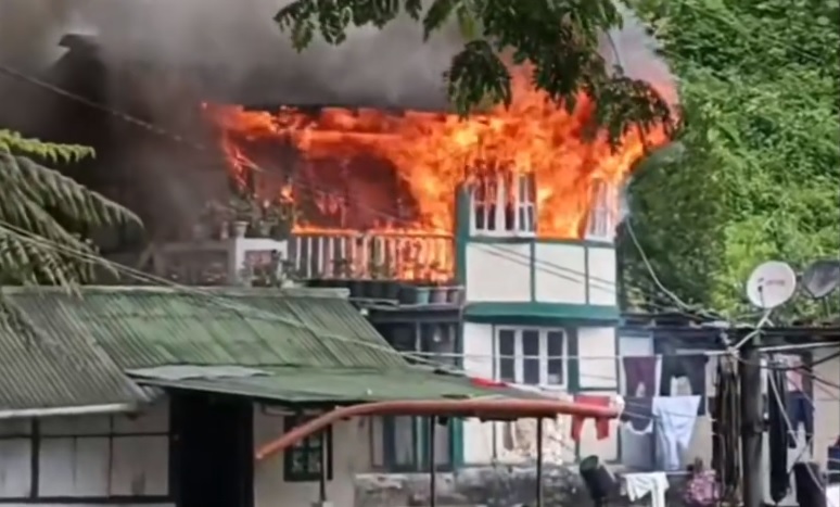 Wooden Two-Storied House Destroyed by Fire in Dalapchand, Pakyong District