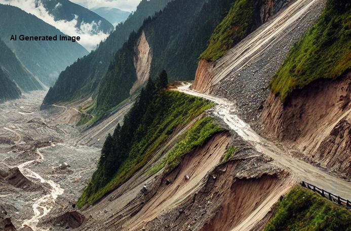 Landslide on Chungthang-Lachen Road Caught on Mobile Camera