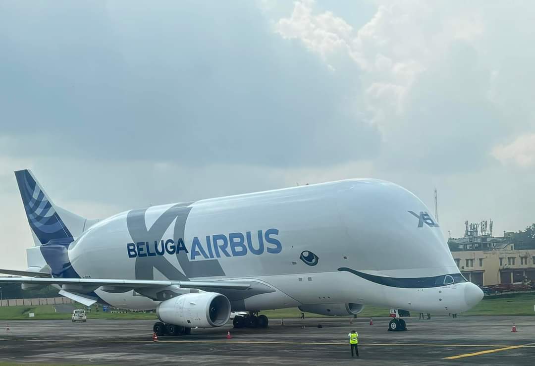 Kolkata Airport welcomed for the first time biggest Airbus Begula Series - Beluga XL.