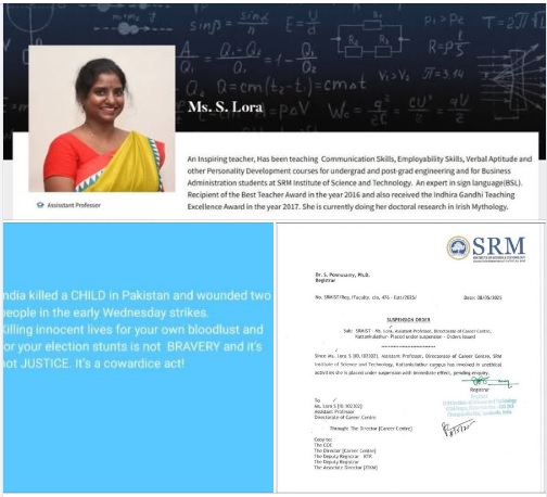 SRMIST Professor Suspended Over Controversial WhatsApp Posts Criticising Army Strikes