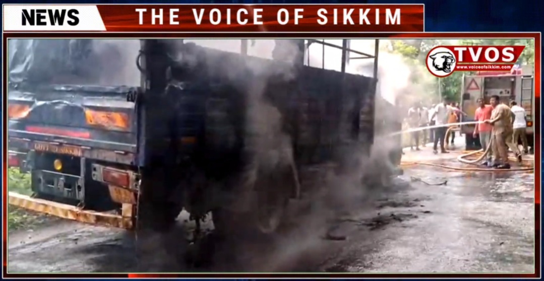Truck with Sikkim Registration Catches Fire Near SNT Jhora on NH10