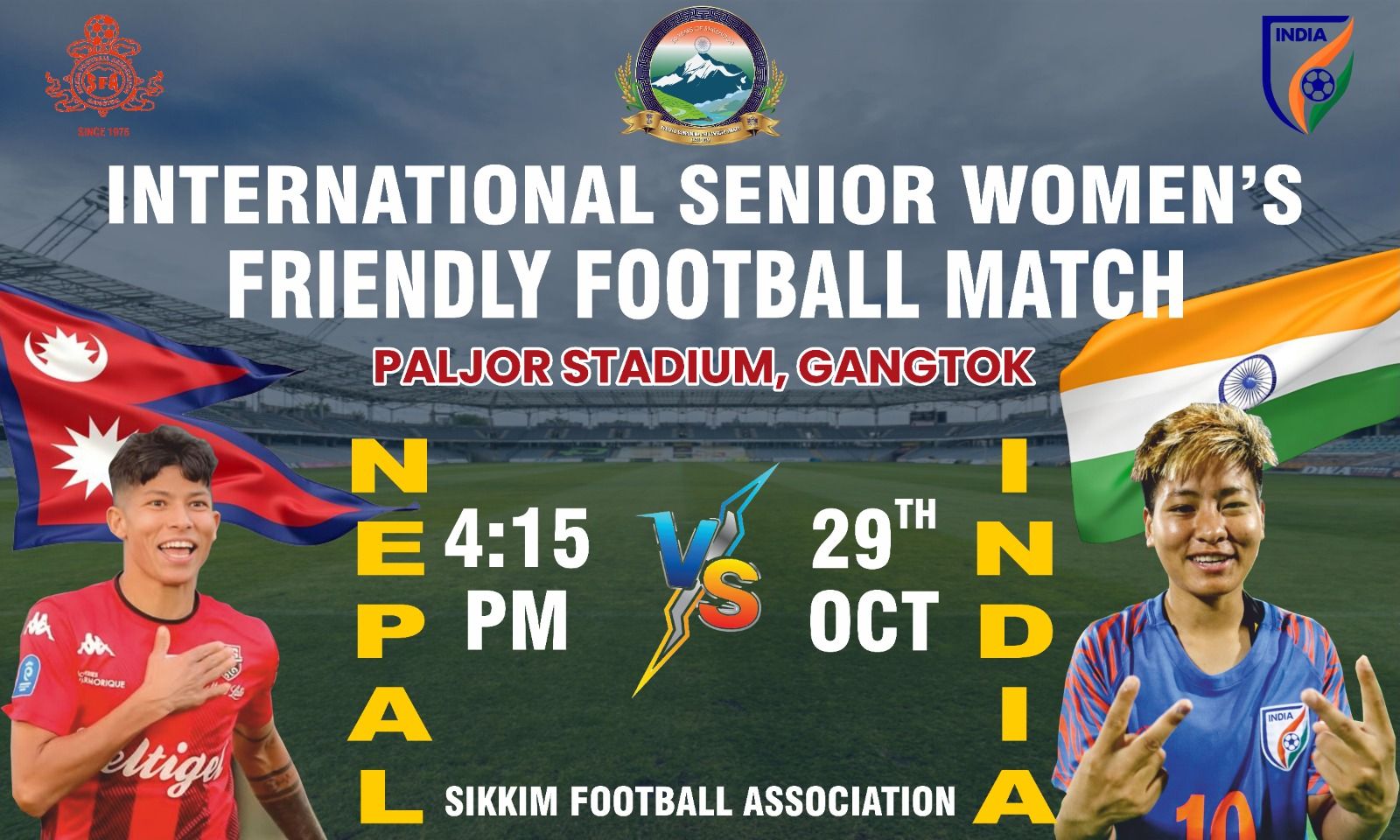 India–Nepal Women’s Football Friendly to Mark 50 Years of Sikkim’s Statehood