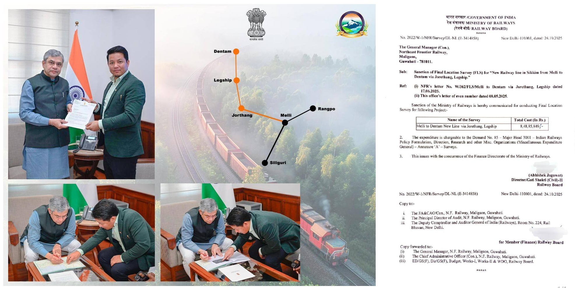Photo: File image of Lok Sabha MP Indra Hang Subba submitting the proposal to the Railway Minister.