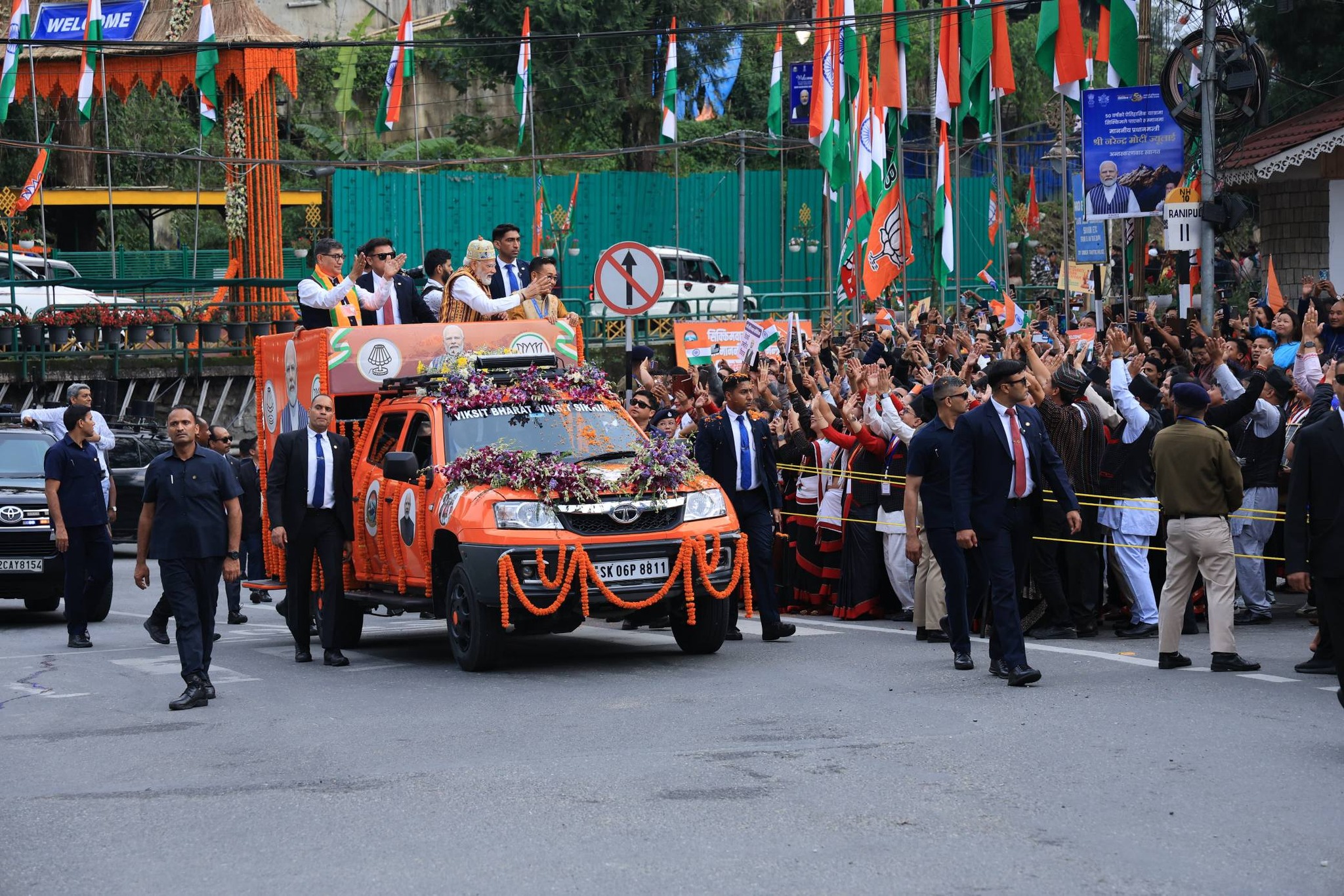 PM Modi receives grand welcome in Sikkim with Cultural Presentations across Gangtok